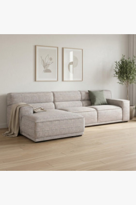 Modernes Ecksofa mit Longchair, strukturierte Polsterung,